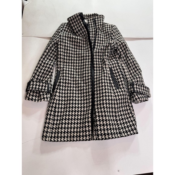 Calvin Klein Jackets & Blazers - Calvin Klein Coat Womens 10 Black White Houndstooth Wool Tweed Zip Pockets
